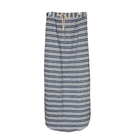 Corey Lynn Calter Anthropologie Maxi Skirt Cotton/Linen Navy Stripe Sm Coastal - Picture 2 of 6